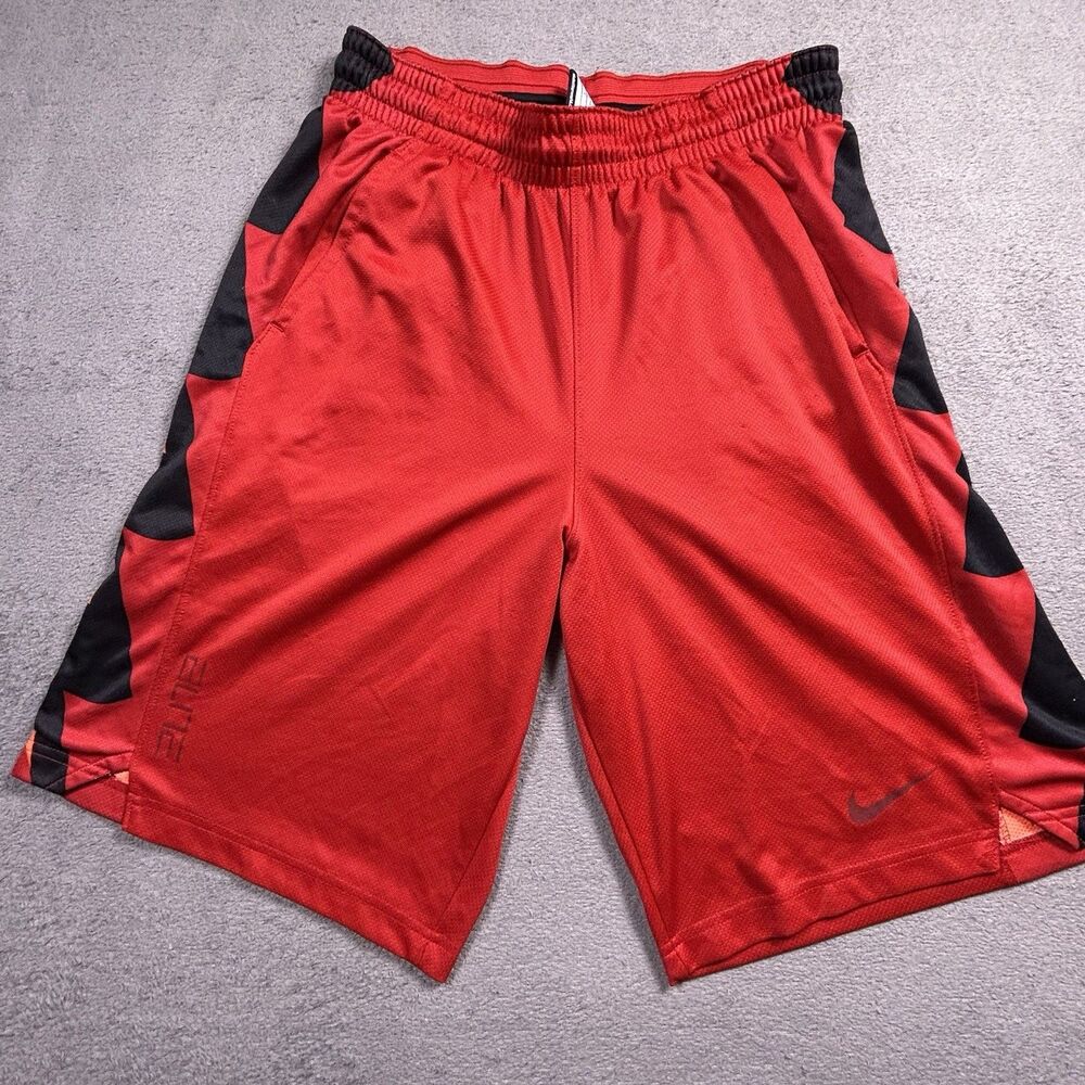 Nike Elite Basketball Shorts Mens Small Red Black Dri-Fit Athletic Gym Training